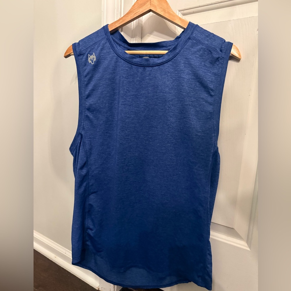 Greyson Tank Top Men’s Large Blue Nylon Stretch Sleeveless Crew Neck Pullover